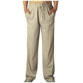 thumbnail image 2 of YanHoo Men's Casual Cotton Linen Pants Elastic Waist Loose Fit Long Pants Pocket Sweatpants Yoga Beach Drawstring Jogger, 2 of 8