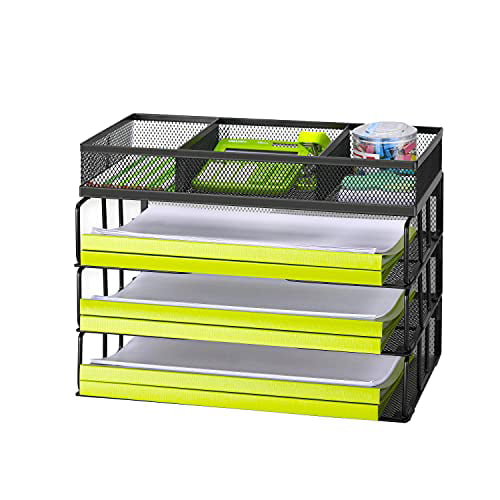 Stackable File Letter Tray Organizer wit Reliatronic Mesh Office Desk Organizer 