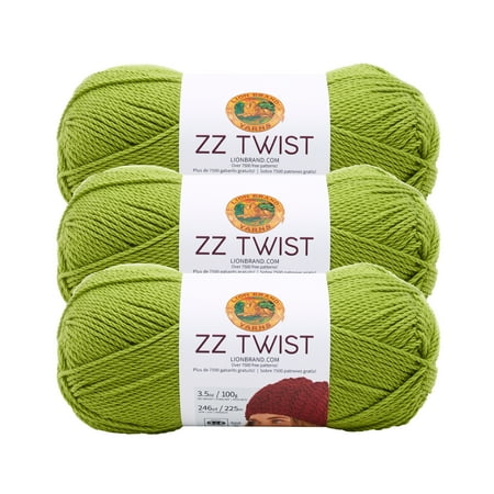 Lion Brand Yarn ZZ Twist Green Apple ZTwist Crochet Medium Acrylic Green Yarn 3 Pack