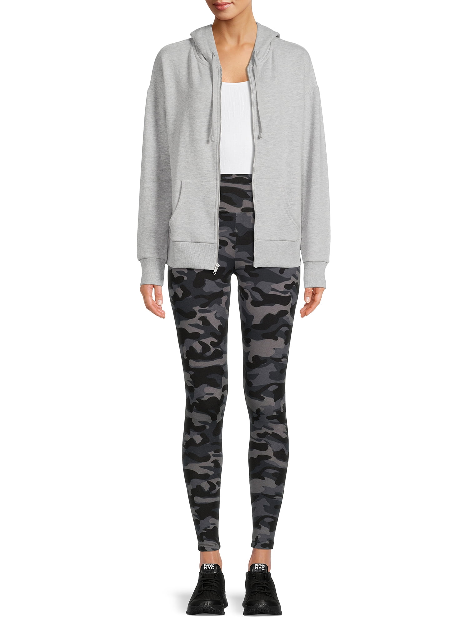 Feathers Women's and Women's Plus Size Athleisure Fleece Leggings, 2-Pack, Sizes S-5X