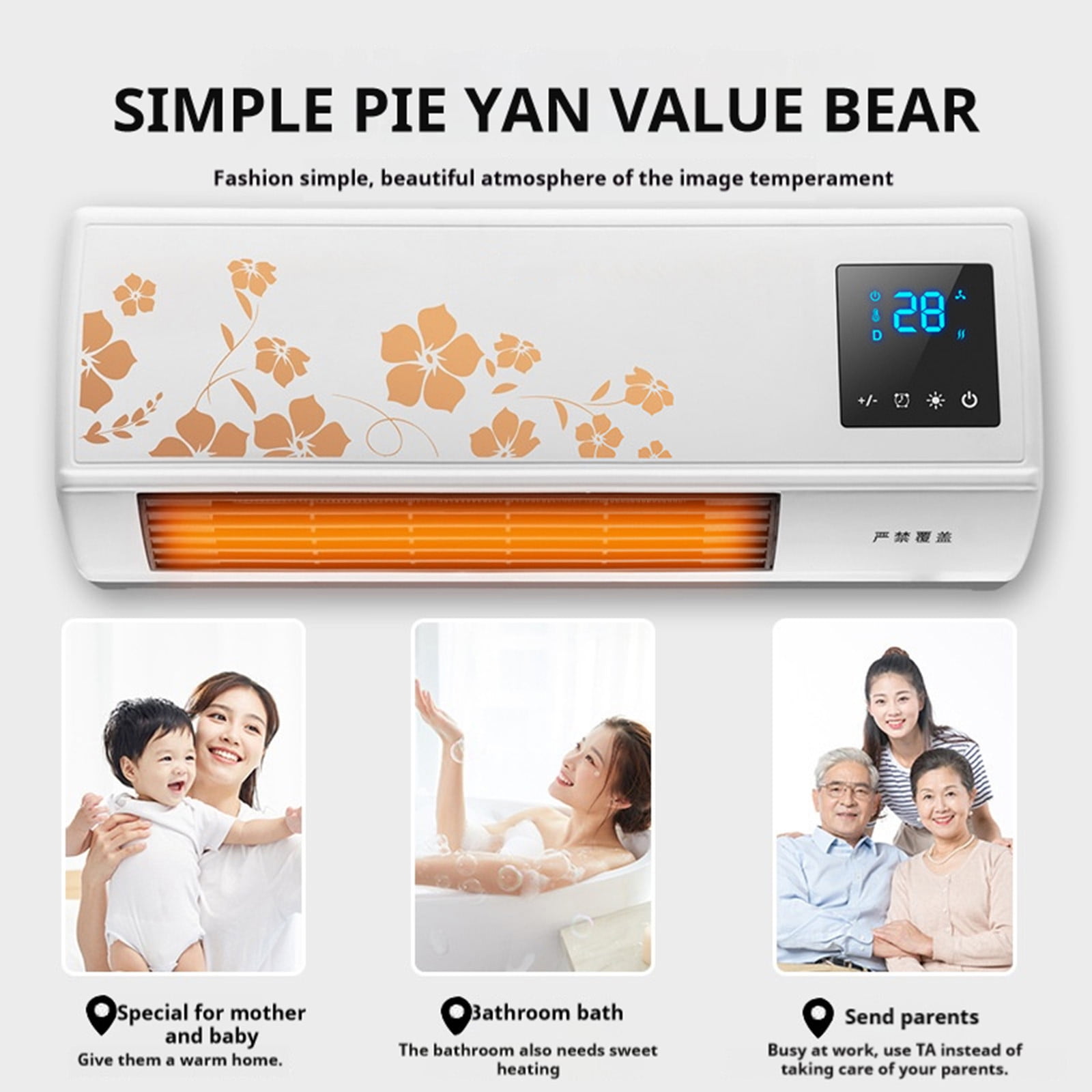 Wdhugt White Heater And Fan Combo Portable Mini Split 2 In 1 Ac And Heater Product Power 1500W Highly Efficient Wide Angles Mobile Small Air Conditioner Rated Voltage 220-50Hz