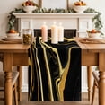 thumbnail image 2 of Black Gold Marble Short Table Runner 48 Inches Long, Modern Geometric Textured Cotton Linen Table Runners Dresser Scarves, Fabric Tabletop Scarf Furniture Cover for Home Dinner Party Decor 13"x48", 2 of 9