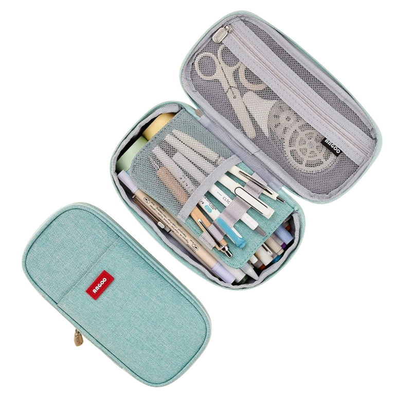 EASTHILL Big Capacity Pencil Pen Case Office College School Large Storage High Capacity Bag Pouch Holder Box Organizer Light Blue