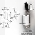 thumbnail image 3 of SAFETY+BEAUTY 3-in-1 Stainless Steel Double Toilet Paper Holder with Grab Bar and Top Shelf for Wet Wipes, Napkins, Phone, Pad, 3 of 8