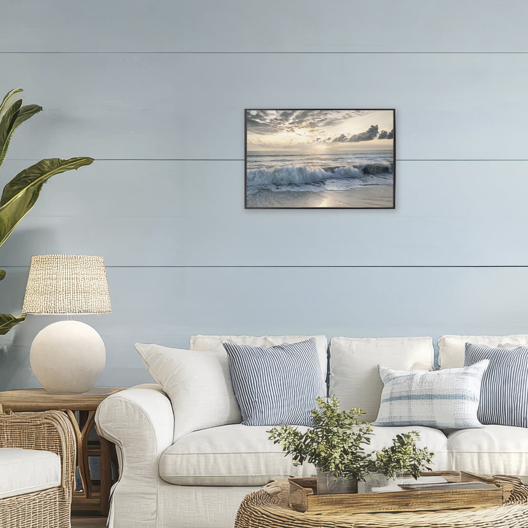 Stupell Industries Sunset Foam Along Shoreline Black Framed Giclee Art, design by Mike Calascibetta