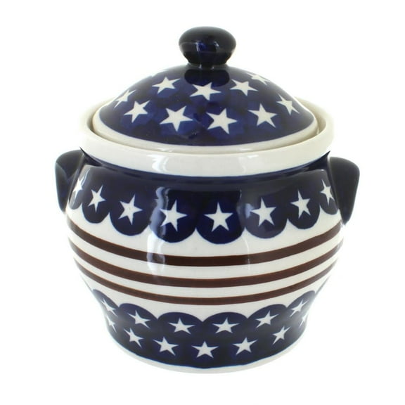 Blue Rose Polish Pottery Stars & Stripes Medium Canister