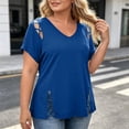 thumbnail image 4 of FchengtaiS Plus Size Tops Womens Short Sleeve V Neck Tshirts Hollow Out Summer Dressy Casual Loose Blouses 1X-5X, 4 of 7