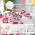 thumbnail image 2 of 3 Piece Strawberry Duvet Cover Set Full Size, Microfiber Comforter/Quilt Cover with Corner Ties and 2 Pillowcases, Pink Spring Summer Rustic Floral Fruit All Season Soft Bedding with Zipper Closure, 2 of 8