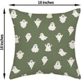 thumbnail image 6 of Halloween Pillow Covers 18x18 Sage Green and White Ghosts Decor Throw Pillows Case for Couch Halloween Indoor Outdoor Decorative Cushion Cases for Sofa Bed Car Decorations Set of 2, 6 of 6
