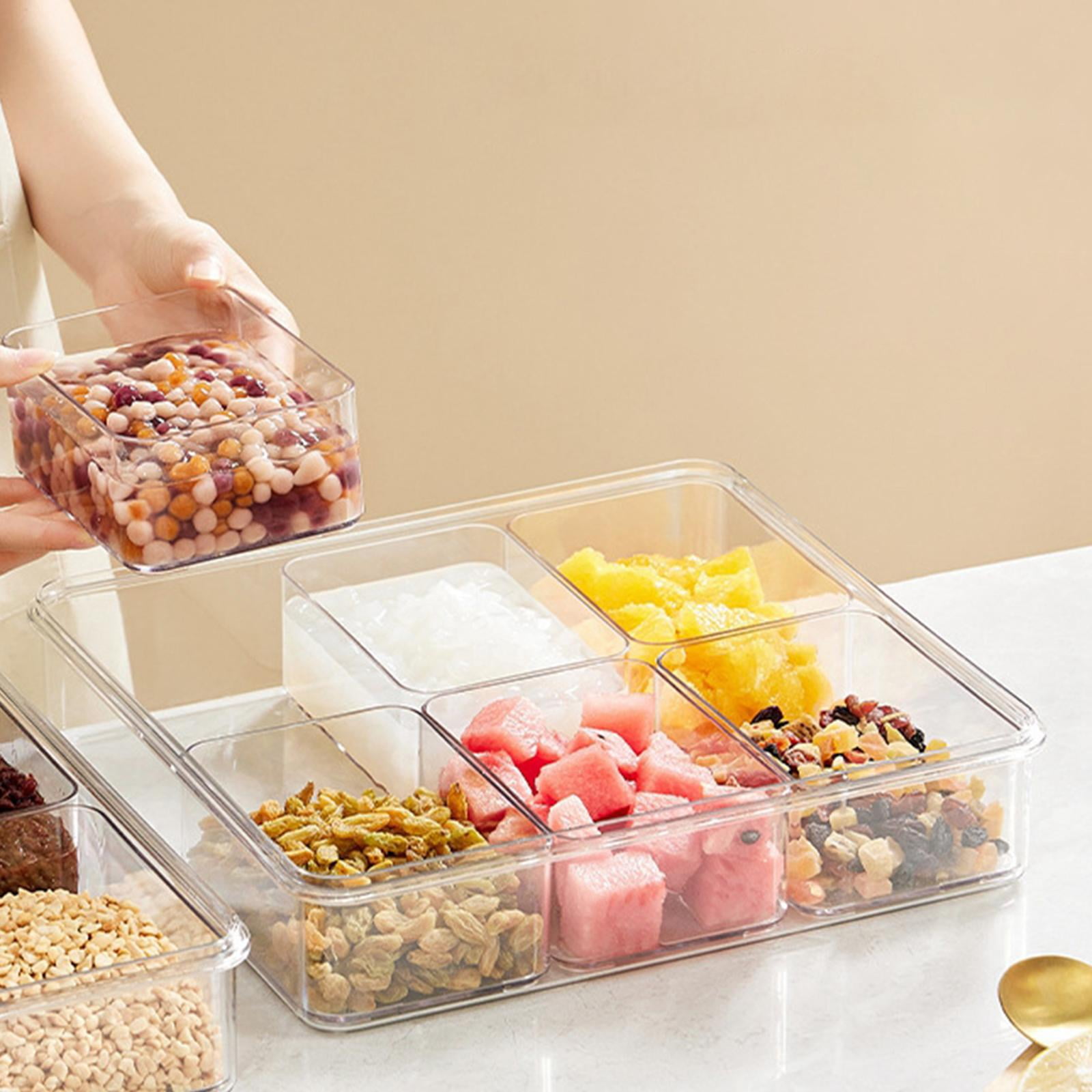 Clear Divided Serving Tray with Lid and Handle Snack Box Container