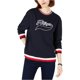 thumbnail image 2 of Tommy Hilfiger Sudadera de inspiración vintage para mujer, azul, grande Tommy Hilfiger Camisa de entrenamiento, 2 of 2