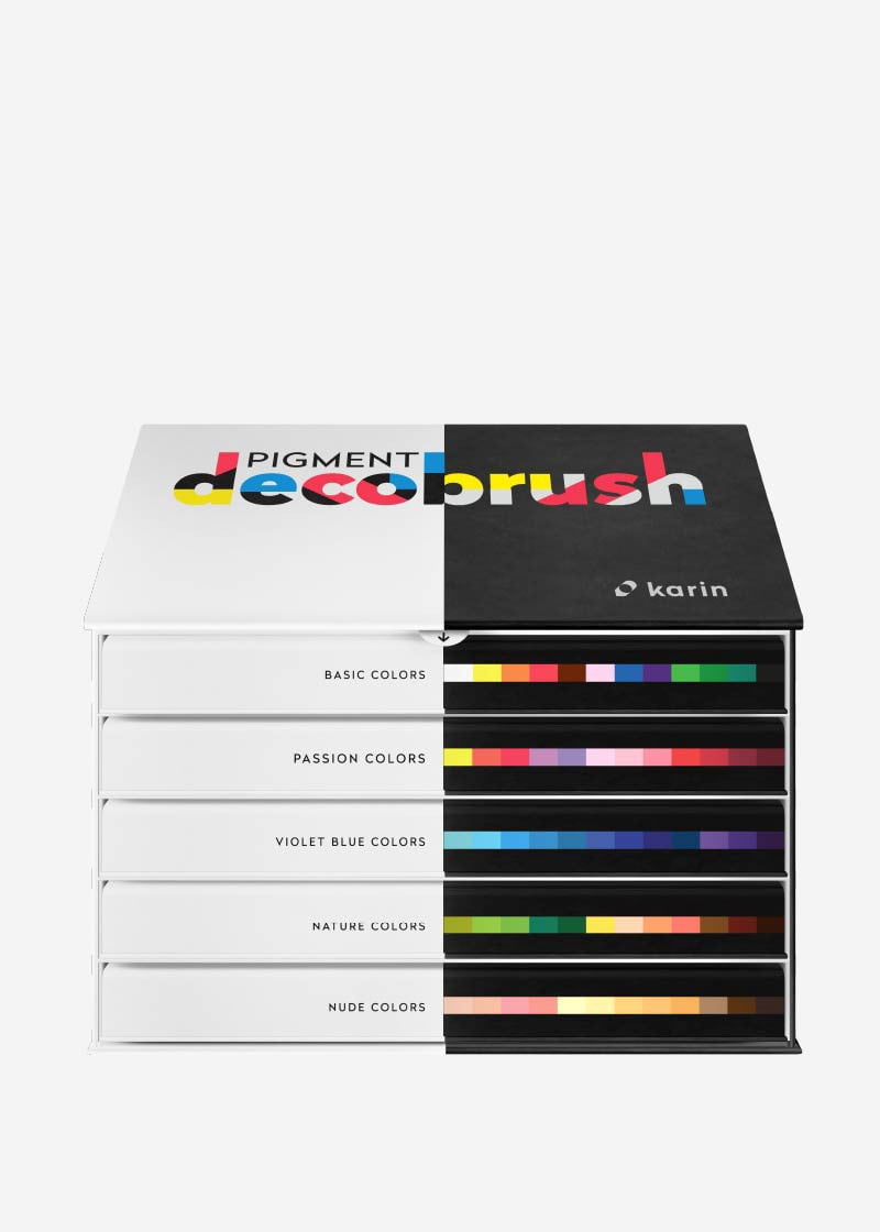 Karin Pigment Decobrush Markers - Set of 60, Professional Colors