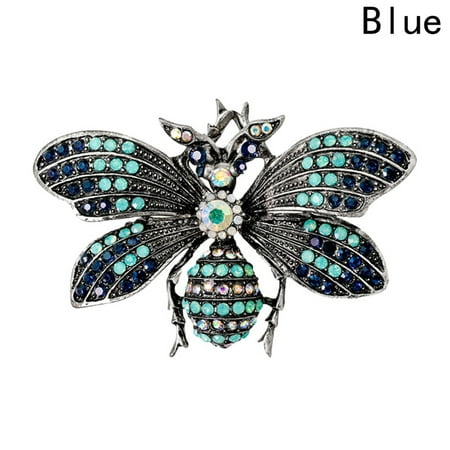 KABOER Vintage Natural Opal Rhinestones Bee Insect Brooches for Women Wedding Bouquet Scarf Pins Animal Metal Brooch Costume
