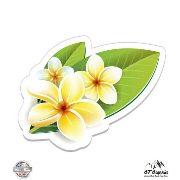 Hawaiian Flowers Plumeria Beautiful - 3" Vinyl Sticker - For Car Laptop I-Pad Phone Helmet Hard Hat - Waterproof Decal