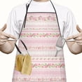 thumbnail image 2 of Pink Floral and Lace Pattern Apron-Garden Aprons for Women with Pockets-Cotton Linen Waterproof Kitchen Cooking Gardening Aprons Adjustable for Kitchen,Cooking,BBQ and Salon 33x27 Inch, 2 of 4