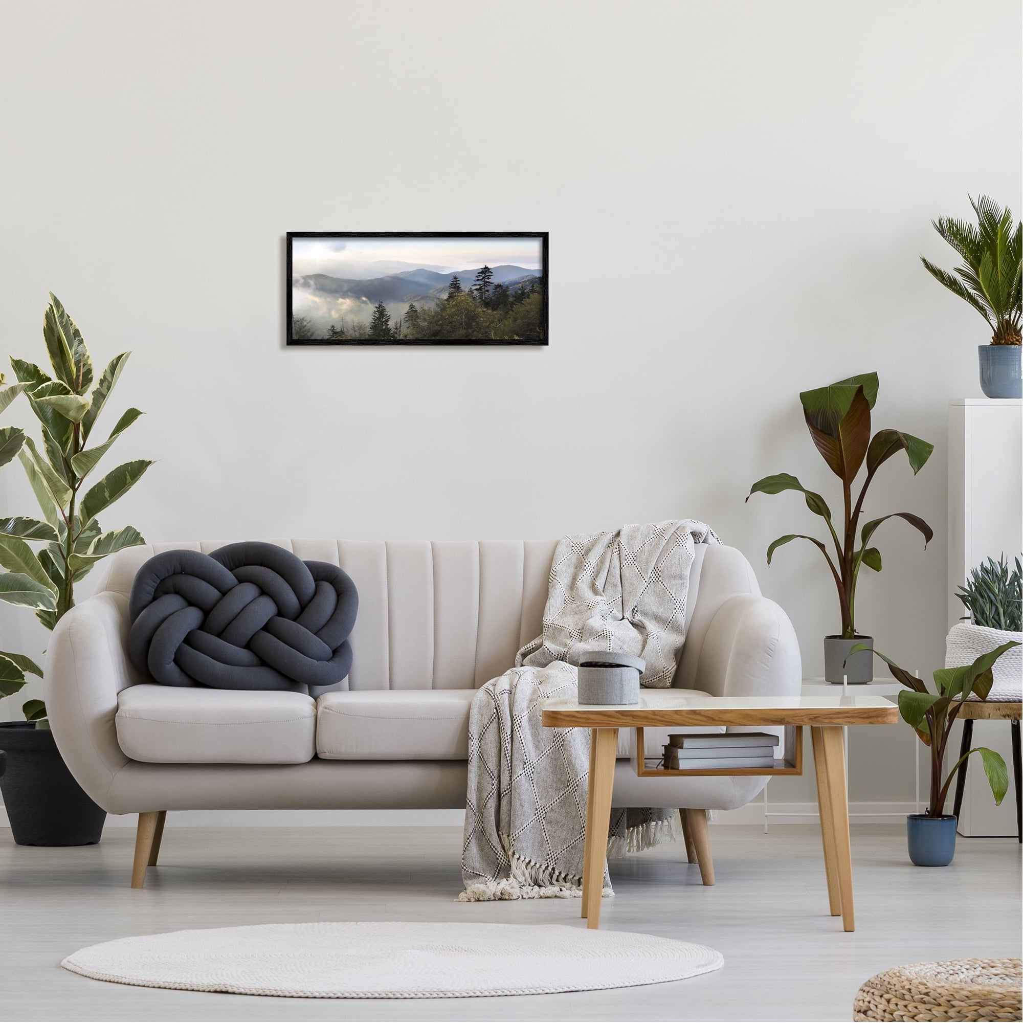 Stupell Panoramic Cloudy Mountainous Nature Landscape Photography Black Framed Art Print Wall Art