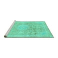 thumbnail image 2 of Ahgly Company Machine Washable Indoor Square Abstract Turquoise Blue Modern Area Rugs, 3' Square, 2 of 4