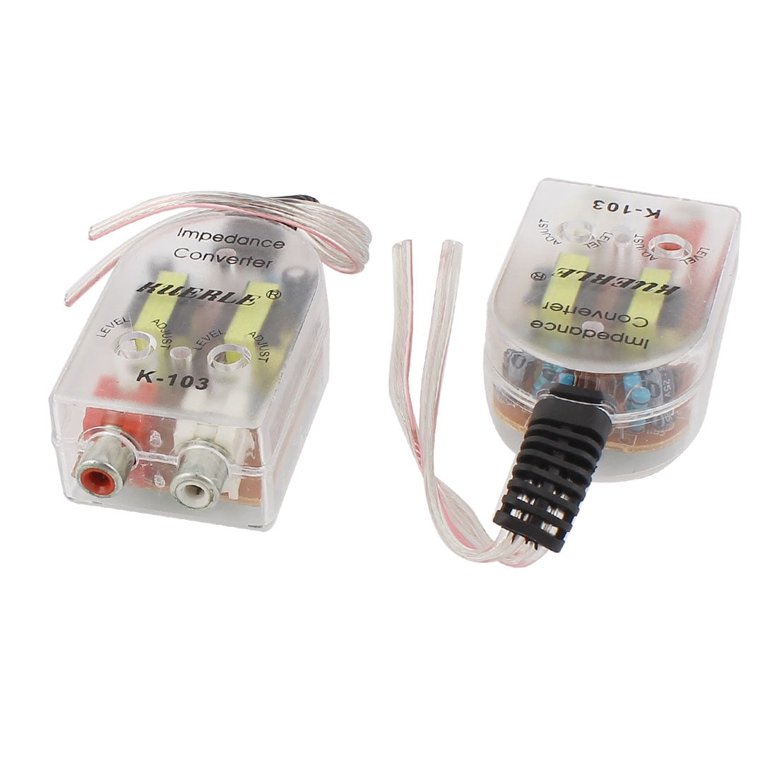 2pcs High to Low Level Adjustable Impedance Converter 2 Channel RCA