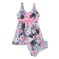 thumbnail image 4 of Taqqpue Tankini Swimsuits for Women 2024 Two Piece Modest Tankini Bathing Suits Padded High Waist V-Neck Floral Printed Flowy Tummy Control Swim Dress with Swim Briefs, 4 of 9