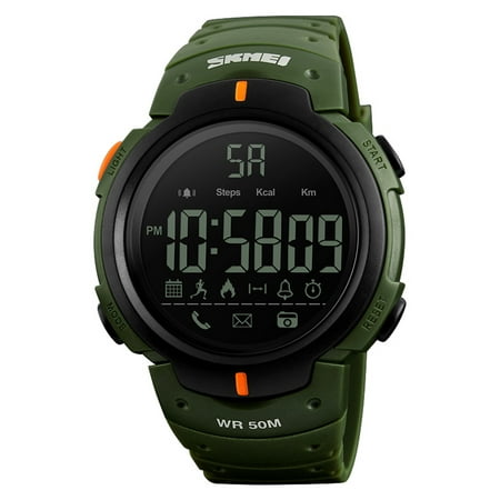 SKMEI Men's 5ATM Water-resistant Sport Fitness Tracker Smart Watch BT Pedometer / Stop Watch / Count Down / Alarm / Distance / Calorie / Calls Remind / Remote Camera App for iPhone (Best Calorie Calculator App)