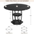 thumbnail image 3 of Pikvki 47" Round Dining Table with Seorage Shelf, 3 Tier Circle Kitchen Table for Dining Room, Black, 3 of 9