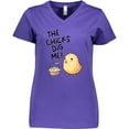 thumbnail image 3 of Inktastic The Chicks Dig Me Easter Baby Chick with Basket and Eggs Women's V-Neck T-Shirt, 3 of 5