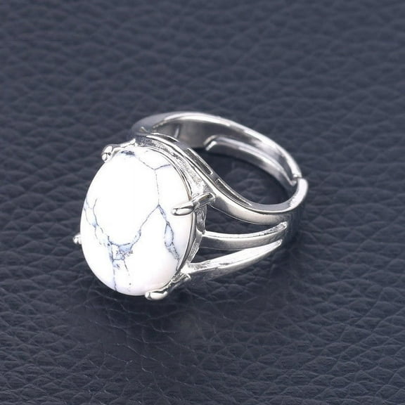 Women's Natural Stone Ring Elegant Four Claw Inlaid Hollow Ellipse Alloy Ring Artificial Gem Semi Precious Stone Inlay Ring Daily Jewelry Gift For Women