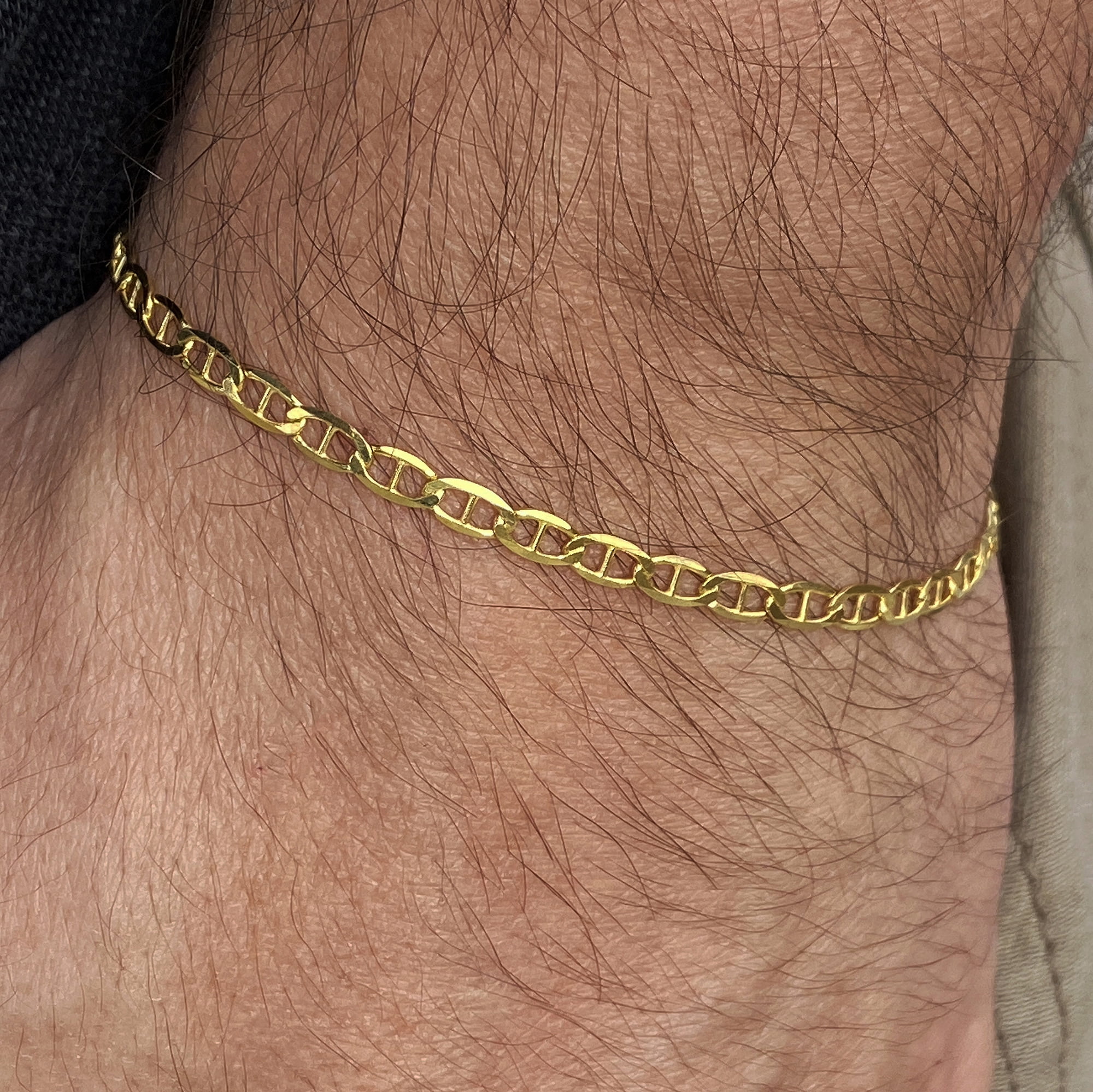 Men's Figaro Chain Bracelet 14K Gold - Atolyestone
