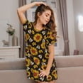 thumbnail image 3 of Disketp Sunflowers And Bww para Camisón Corto de Manga Corta para Mujeres, Camisón Cómodo con Escote Redondo, Bonito y Confortable, 3 of 6