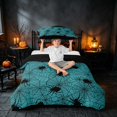 thumbnail image 3 of Homewish Spider Web Twin Duvet Cover, Happy Halloween Twin Bedding, Teal Cyan, Black Reversible 2pcs, 1 Duvet Cover and 1 Pillowcase, 3 of 7