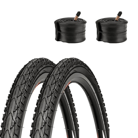 2-Pack EMMO 26x1.75 Tire and Tube Combo, Durable Replacement Bike Tire with Puncture Guard and AV 32mm Schrader Valve Tube, Compatible with 26x1.9, 26x1.95, 26x2.0 Rims, for City Road Bikes