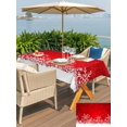 thumbnail image 4 of Outdoor Tablecloth with Umbrella Hole and Zipper, Red Snowflakes Christmas Rectangle Table Cloth 52x70 Inch Waterproof Tablecloth, Winter Holiday Xmas Snowflake Picnic Table Cover for Patio Camping, 4 of 7