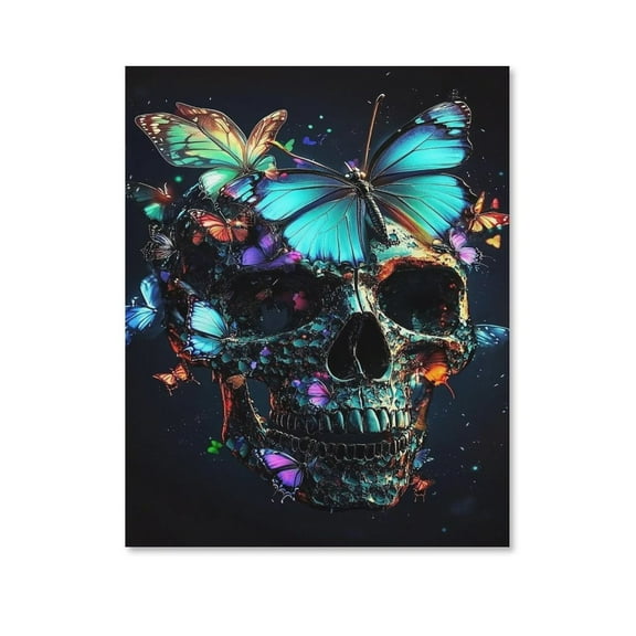 Skeleton And Butterfly Halloween Series Poster Canvas, Suitable for Home Decoration,Dining Room Decor, Bedroom Art, Wall Decor Living Room, Wall Art, Frameless 8x10inch
