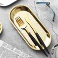 thumbnail image 3 of Stainless Steel Towel Tableware Storage Tray Nordic Style Oval Tray Homewares Golden-L, 3 of 6