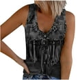 thumbnail image 2 of Sakmal Sleeveless T Shirts Ethnic V-Neck Vintage Shirts Black Spring Outfits for Women 2025, 2 of 5