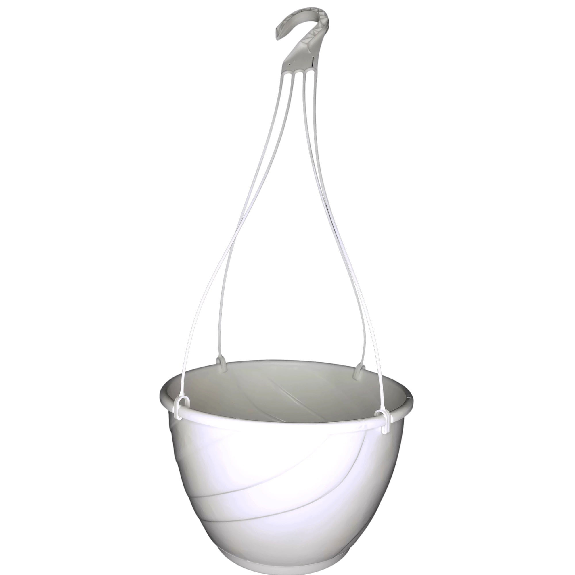 Landmark Plastic 12" White Deco Swirl Hanging Basket Planter, Set of 10