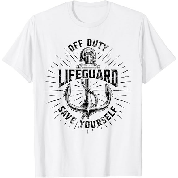 Off Duty Lifeguard Save Yourself, Funny Swimming Pool Guard T-Shirt Tops Tee