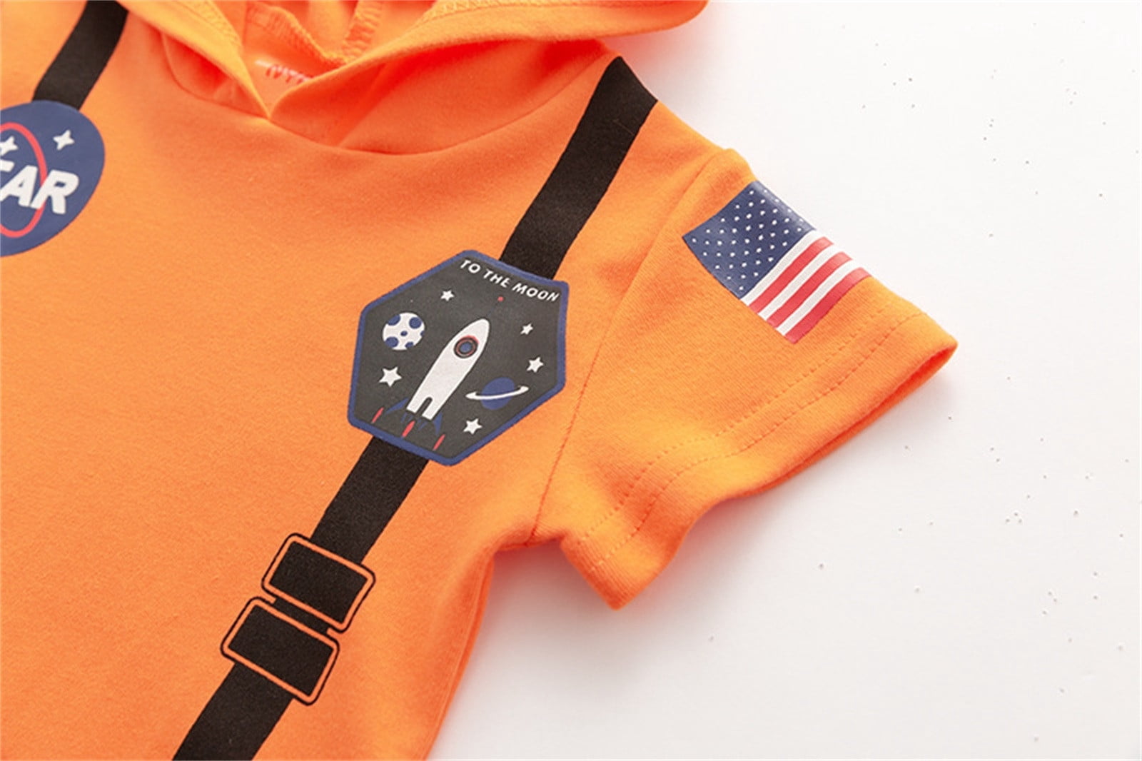 TOOYOU Boys Girls Romper Cute Astronaut Jumpsuit Short Sleeve Pullover Bodysuits Toddler Kids Soft And Comfortable Onesie Orange Size 3-6 Months