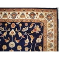 thumbnail image 3 of AHMEDANI Mid Night Blue Hot Ivory Touch Medallion Rectangle Area Rug Hand Knotted Wool Silk Carpet (6 X 4)', 3 of 7