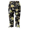thumbnail image 3 of Eashery Womens Capri Pants Casual Pants Light Baggy Jogger Relaxed Mid-Rise Stretch Work Pants Womens Trouser Pants (Print Color,Yellow,XL), 3 of 4