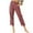 Wine, variant on Dvprdro Womens Summer Imitation Cotton Pants Casual Solid Button Elastic High Waist Straight Leg Capri Pants with Pockets