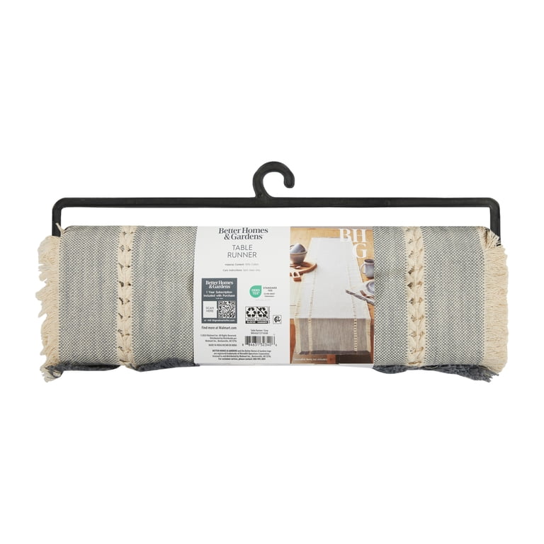 Better Homes & Gardens Gray Fringe Table Runner 14x90 inches