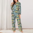 thumbnail image 2 of Daiia Hawaiian Style for Women's Long-Sleeved Pajama Set – Soft & Comfortable Sleepwear Button-Up Pajamas Cozy Lounge Wear-Medium, 2 of 7