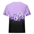 thumbnail image 4 of DondPO Women's T-Shirts Women's Awareness Shirt Purple Ribbon Floral Short Sleeve T Shirts Caring tops Shirts for Women Womens tops Pink 2XL, 4 of 5