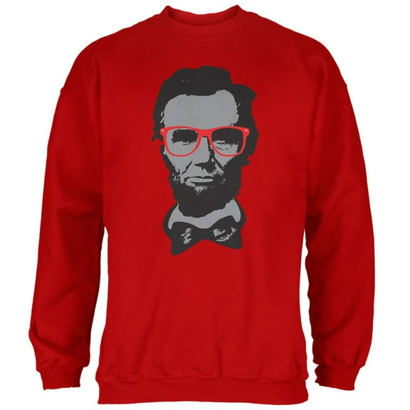 Abraham Lincoln Hipster Geek Glasses Red Adult Sweatshirt - Small
