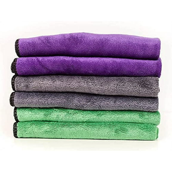 PAKS 16" x 24" Premium Microfiber Towels - XL Pack of 6- Detailer Grade Express Drying Towels , Scratch-Free , Lint-Free, Drying Towels for Cars, Windows, Dishes