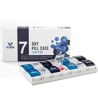 TreasureGurus Large Letter 7 Day Pill Box Weekly Medication Organizer XL  Medicine Storage Vitamin Case 