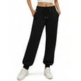 thumbnail image 2 of Sweatpants Women Solid Color Cinch Bottom Sweatpants Low Rise Drawstring Athletic Joggers Lounge Pants with Pockets Black M, 2 of 4