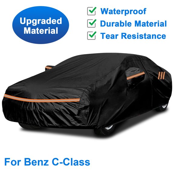 FANOTEK Fit for Benz C-Class Car Cover Upgraded Material Waterproof Sedan Full Cover Automobiles Rain Sun UV Dust Protection All Weather