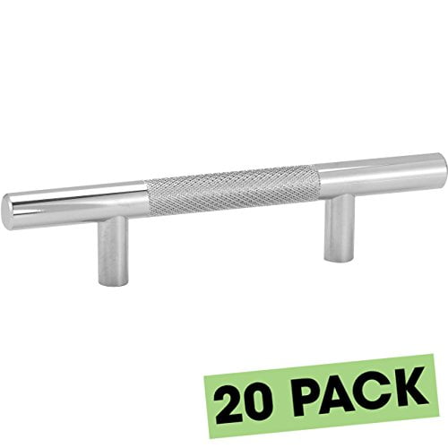 Hamilton Bowes Polished Chrome Diamond Cut 3 Quot Inch 76 2 Mm Center To Center 5 3 4 Quot Overall Modern Steel Bar Pull Knurled 20 Pack Walmart Com Walmart Com